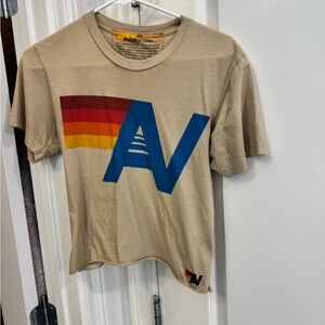 Aviator Nation Tan Tee with Blue and Red Graphic